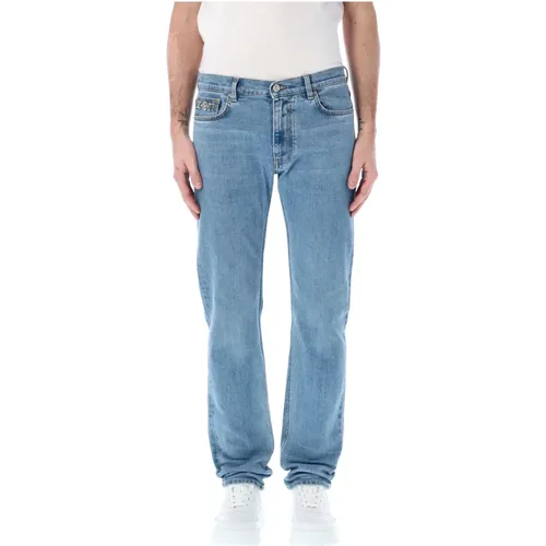 Faded Light Slim-Fit Jeans , Herren, Größe: W33 - Versace - Modalova