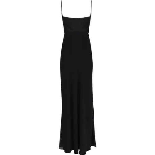 Schwarzes Seidenkleid mit Drapiertem Ausschnitt - Andamane - Modalova