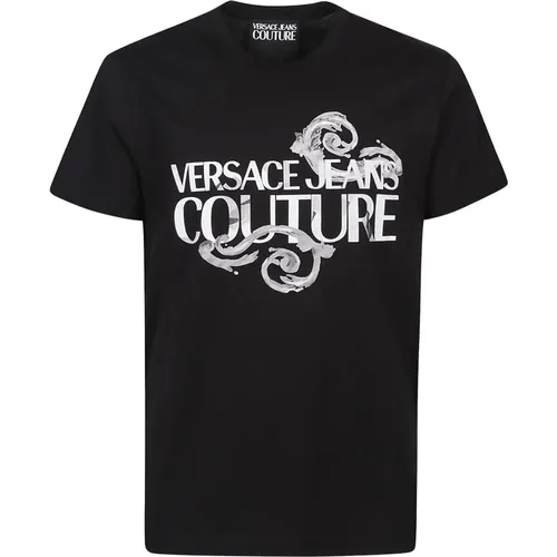 Watercolor Logo T-Shirt , male, Sizes: L, XL, M, S, 2XL - Versace Jeans Couture - Modalova