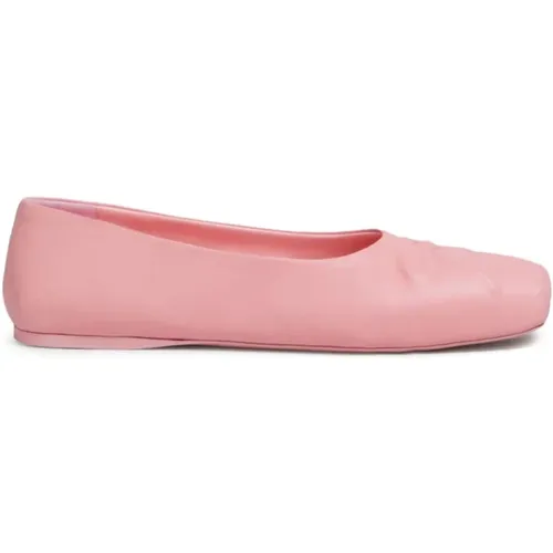 Rosa Leder Flache Schuhe , Damen, Größe: 39 1/2 EU - Marni - Modalova