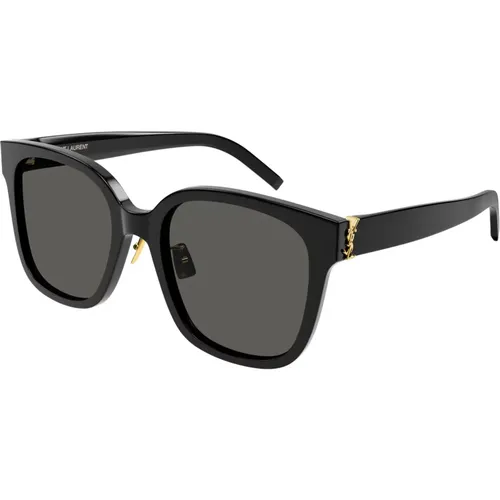 Gold/Grey Sunglasses , female, Sizes: 55 MM - Saint Laurent - Modalova