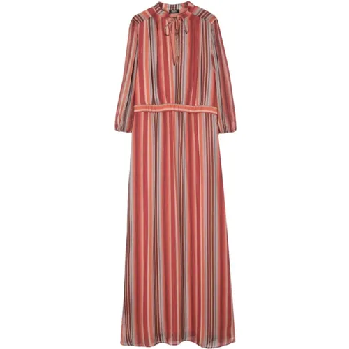 Striped Voile Dress with Lurex Detailing , female, Sizes: L, S - Liu Jo - Modalova