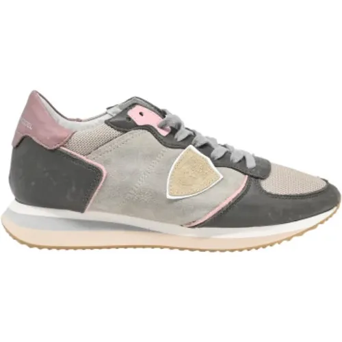 Niedrige Sneakers Grau Rosa Mix , Damen, Größe: 36 EU - Philippe Model - Modalova