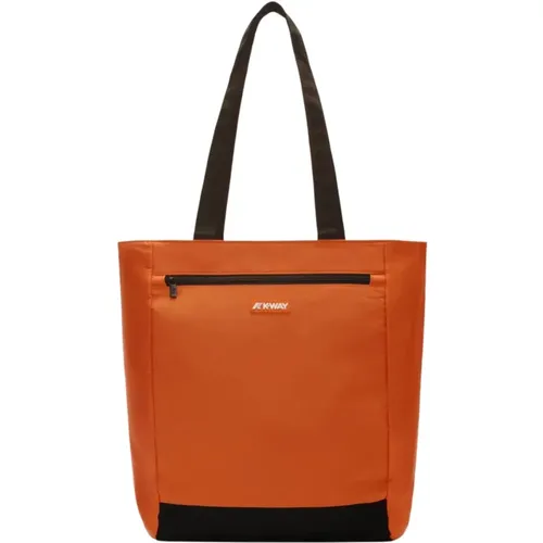 Orangene Nylon-Tasche mit Vordertasche , Damen, Größe: ONE Size - K-way - Modalova