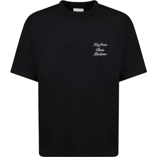 Slogan T-shirt Cursive Embroidery , male, Sizes: S - Drole de Monsieur - Modalova