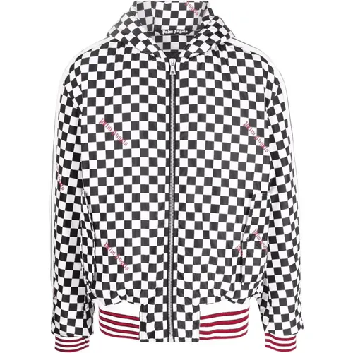 Zippered Sweatshirt with Damier Collar , male, Sizes: S, M - Palm Angels - Modalova