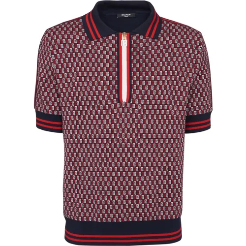 Monogrammiertes Woll-Poloshirt , Herren, Größe: S - Balmain - Modalova