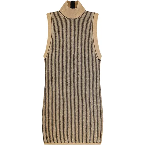 Gold Striped Sleeveless Dress Aw24 , female, Sizes: XL, M, L - Tom Ford - Modalova