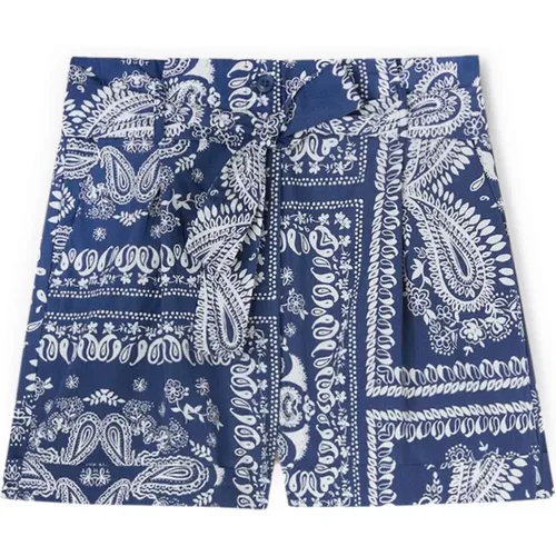 Shorts mit Gürtel, Foulard-Muster , Damen, Größe: M - Motivi - Modalova