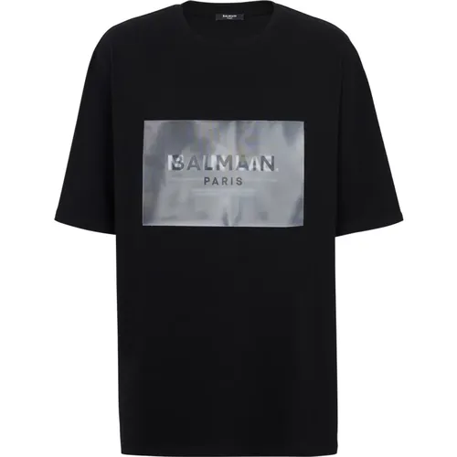 Main Lab T-Shirt mit Hologramm , Herren, Größe: L - Balmain - Modalova