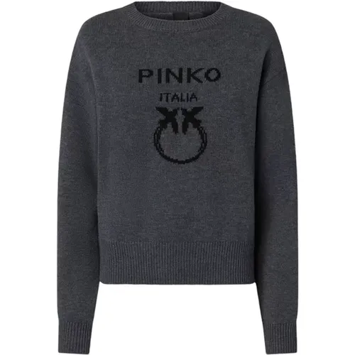 Burgos Wool Sweater with Logo , female, Sizes: M, L, S - pinko - Modalova