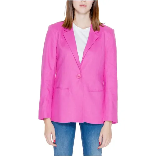 Lila Leinen-Blend Blazer mit Knopfverschluss - Only - Modalova