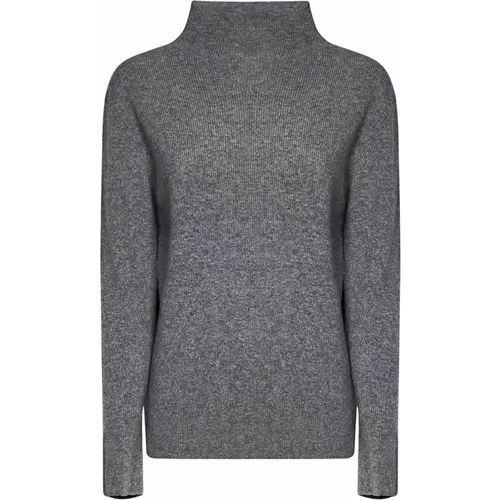 Grey Melange Wool Cashmere Turtleneck Sweater , female, Sizes: S - Malo - Modalova