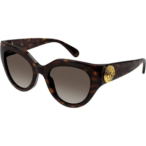 Havana/ Shaded Sunglasses , female, Sizes: 52 MM - Gucci - Modalova
