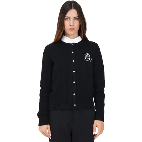 Schwarzer Kabel-Cardigan Damen Pullover , Damen, Größe: M - Ralph Lauren - Modalova