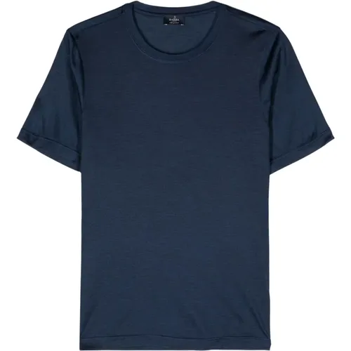 Luxury Silk T-shirt Made in Italy , male, Sizes: L, M, 2XL - Barba - Modalova