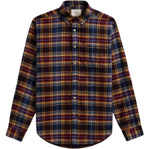 Apollo Hemd Blau Bordeaux Baumwolle , Herren, Größe: L - Portuguese Flannel - Modalova