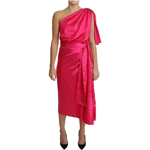 Fuchsia One-Shoulder Wickelkleid - Dolce & Gabbana - Modalova