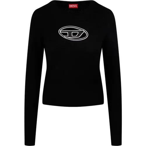 Logo-embroidered crew neck jumper , female, Sizes: S, XS, M - Diesel - Modalova