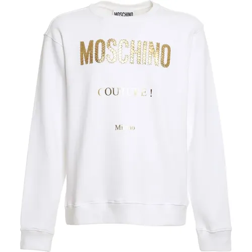 Weiße Baumwoll-Sweatshirt mit Logo-Detail - Moschino - Modalova