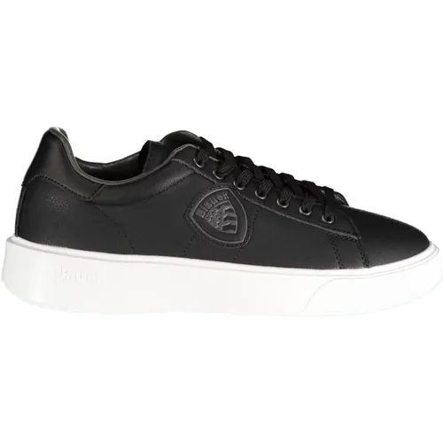 Schwarzer Polyester Sneaker , Herren, Größe: 45 EU - Blauer - Modalova