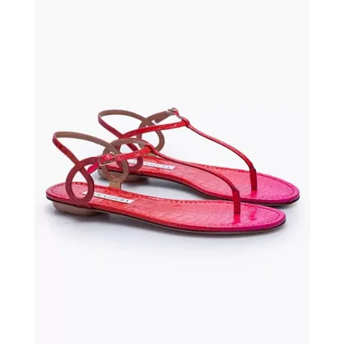 Croco Print Leder Zehensandalen , Damen, Größe: 37 EU - Aquazzura - Modalova