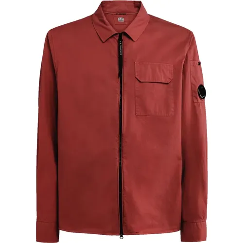 Classic Gabardine Shirt with Zipper and Secure Chest Pocket , male, Sizes: L, XL - C.P. Company - Modalova