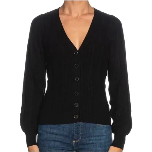 V-neck Cardigan in Ribbed Knit , female, Sizes: M, S, XS, L - Guess - Modalova