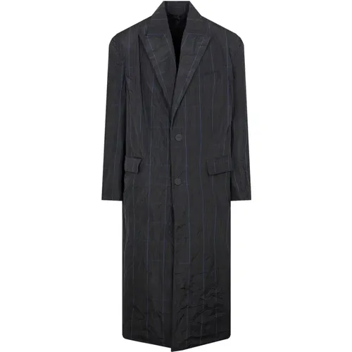 Grey Checkered Long Raincoat , male, Sizes: S - Balenciaga - Modalova