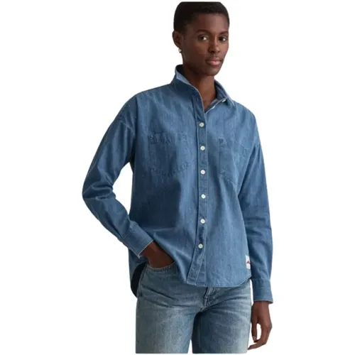 Oversized Denim Shirt with Drop Shoulders , female, Sizes: S, 3XL, 2XL - Gant - Modalova