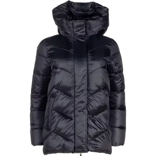 Schwarze gesteppte Daunenjacke mit Kapuze , Damen, Größe: XS - EMME DI MARELLA - Modalova