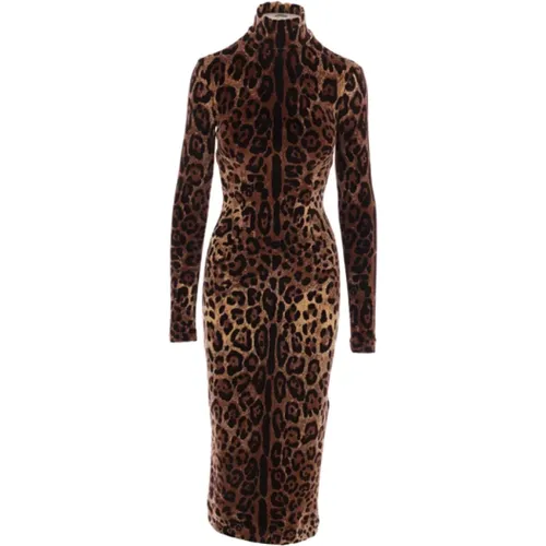 Leopardenmuster Langes Kleid - Dolce & Gabbana - Modalova