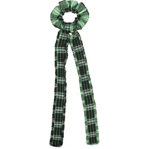 Seersucker Check Frill Bow Scrunchie , female, Sizes: ONE SIZE - Ganni - Modalova