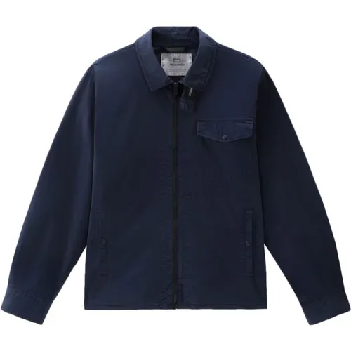 Cotton Gabardine Zip Shirt , male, Sizes: 2XL, M, XL - Woolrich - Modalova