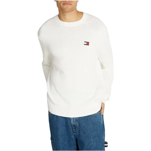 Weiße Pullover Regular Badge , Herren, Größe: XS - Tommy Jeans - Modalova