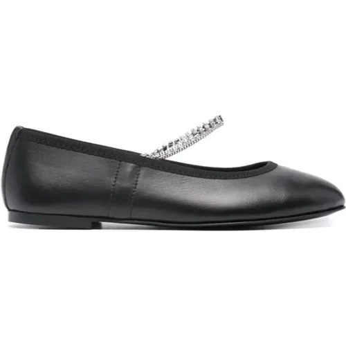 Schwarze Leder Slip-On Schuhe mit Kristallverzierung , Damen, Größe: 39 EU - Kate Cate - Modalova