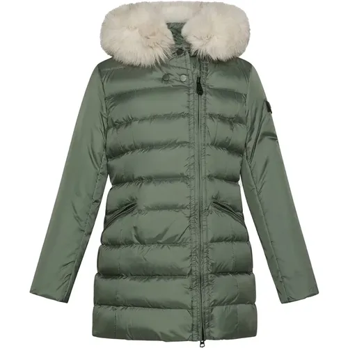 Elegant Fox Fur Collar Puffer Jacket , unisex, Sizes: 14 Y, 16 Y - Peuterey - Modalova