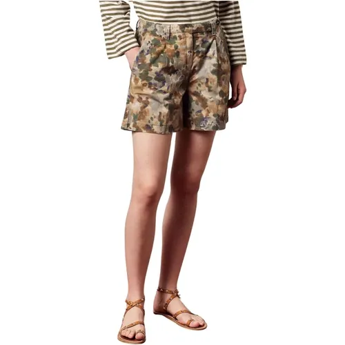 Lässige Bermuda-Shorts mit Exklusivem Print , Damen, Größe: S - Massimo Alba - Modalova