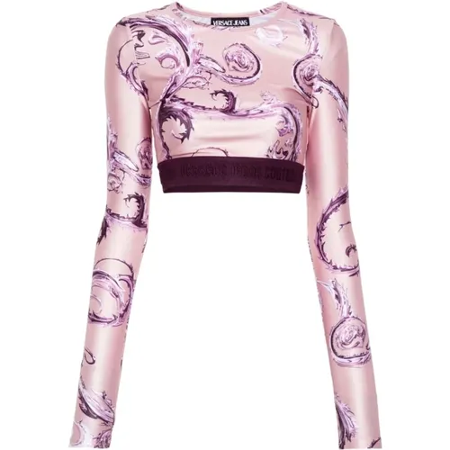 Rosa T-Shirt Damenbekleidung , Damen, Größe: S - Versace Jeans Couture - Modalova