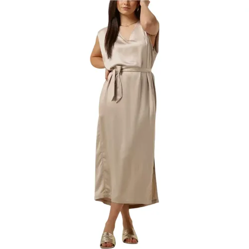 Elegantes Sand Midi Kleid , Damen, Größe: M - Knit-ted - Modalova