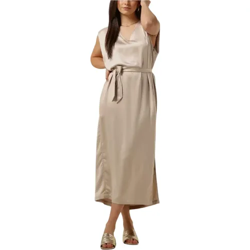 Elegantes Sand Midi Kleid , Damen, Größe: S - Knit-ted - Modalova