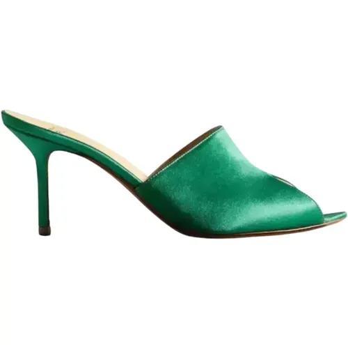 Smaragdgrüne Satin High Heel Mules , Damen, Größe: 37 EU - Francesco Russo - Modalova