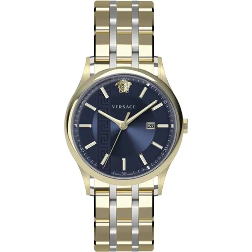 Aiakos Swiss Made Watch Blue Dial , male, Sizes: ONE SIZE - Versace - Modalova