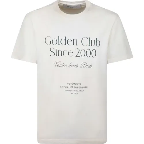 Abgenutztes weißes T-Shirt mit Grafikdruck - Golden Goose - Modalova