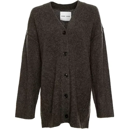 Oversize-Strickjacke mit V-Ausschnitt , Damen, Größe: S - Samsøe Samsøe - Modalova