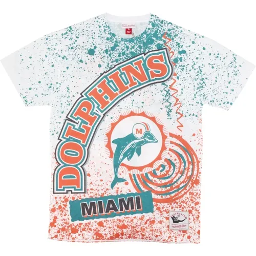 Miami Dolphins Sublimated Tee , male, Sizes: S, XL, L - Mitchell & Ness - Modalova