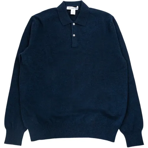 Navy Wollstrickpullover , Herren, Größe: L - Comme des Garçons - Modalova