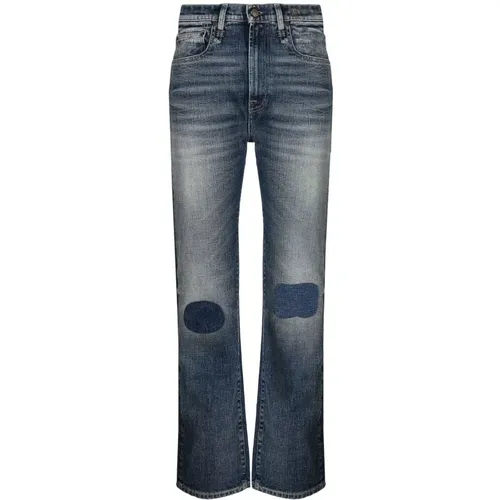 Indigo High-Waisted Slim-Cut Jeans , Herren, Größe: W30 - R13 - Modalova