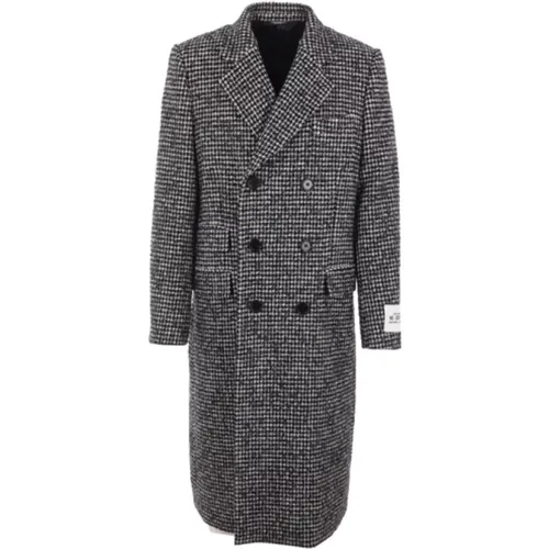 Double-Breasted Wool Coat with Houndstooth Pattern , male, Sizes: M, L - Dolce & Gabbana - Modalova