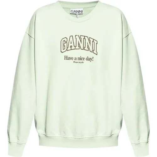 Logo Print Crew Neck Sweater Ganni - Ganni - Modalova